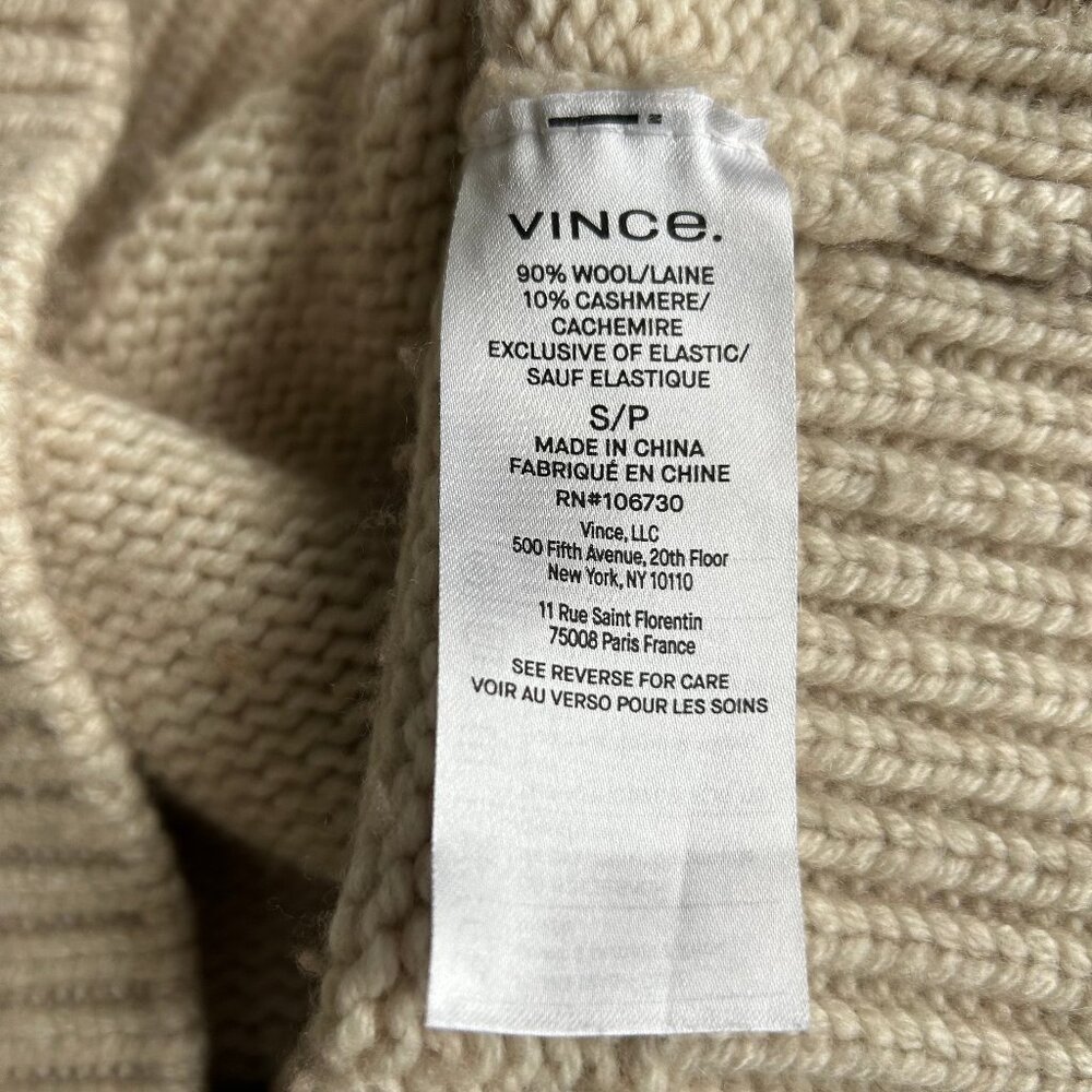 Vince Wool Cashmere V-Neck Sweater Beige Women’s Size S Cozy Elegant - Picture 9 of 11
